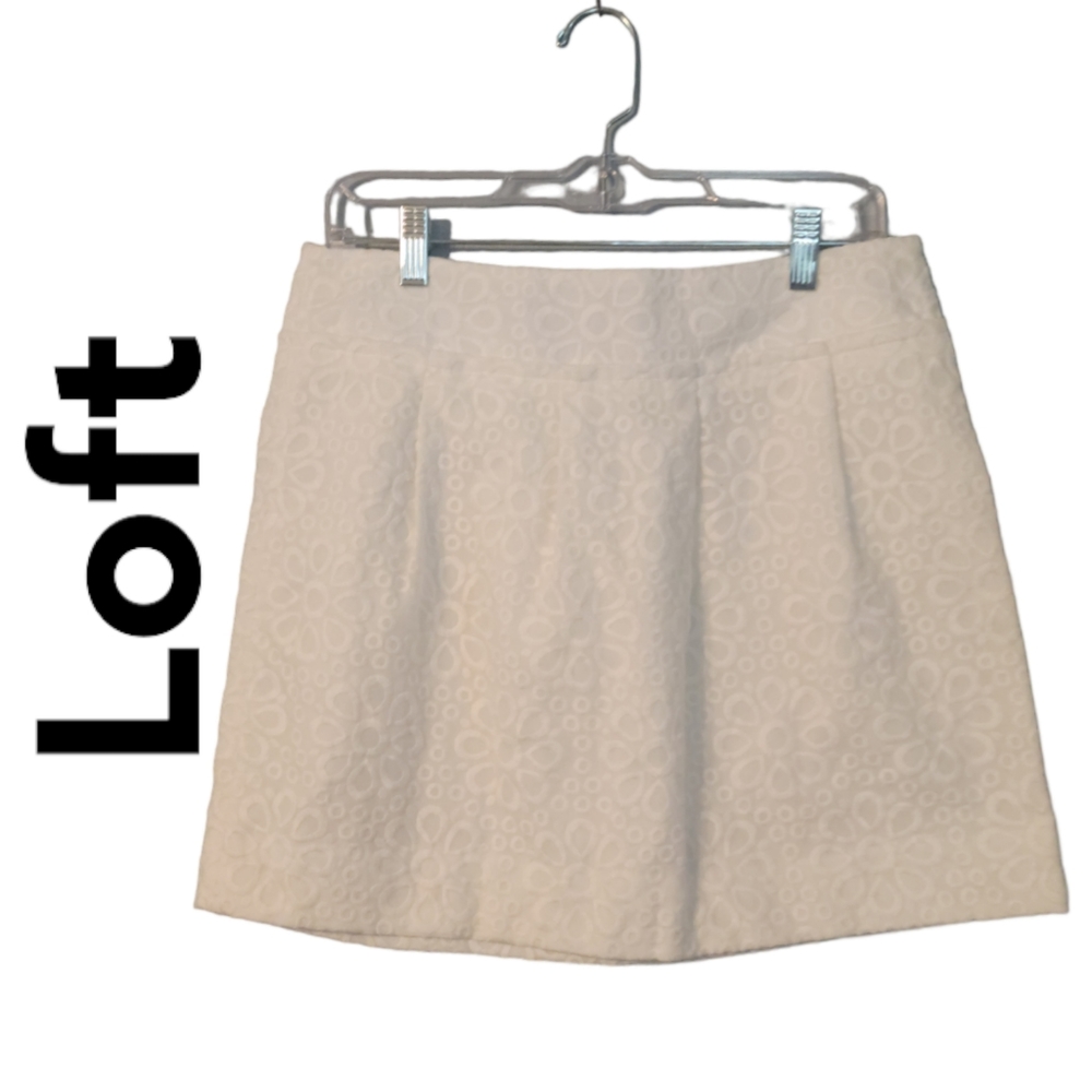 Loft Skirt Womens Size 6  Embroidered Abstract Floral Straight Mini Pleated